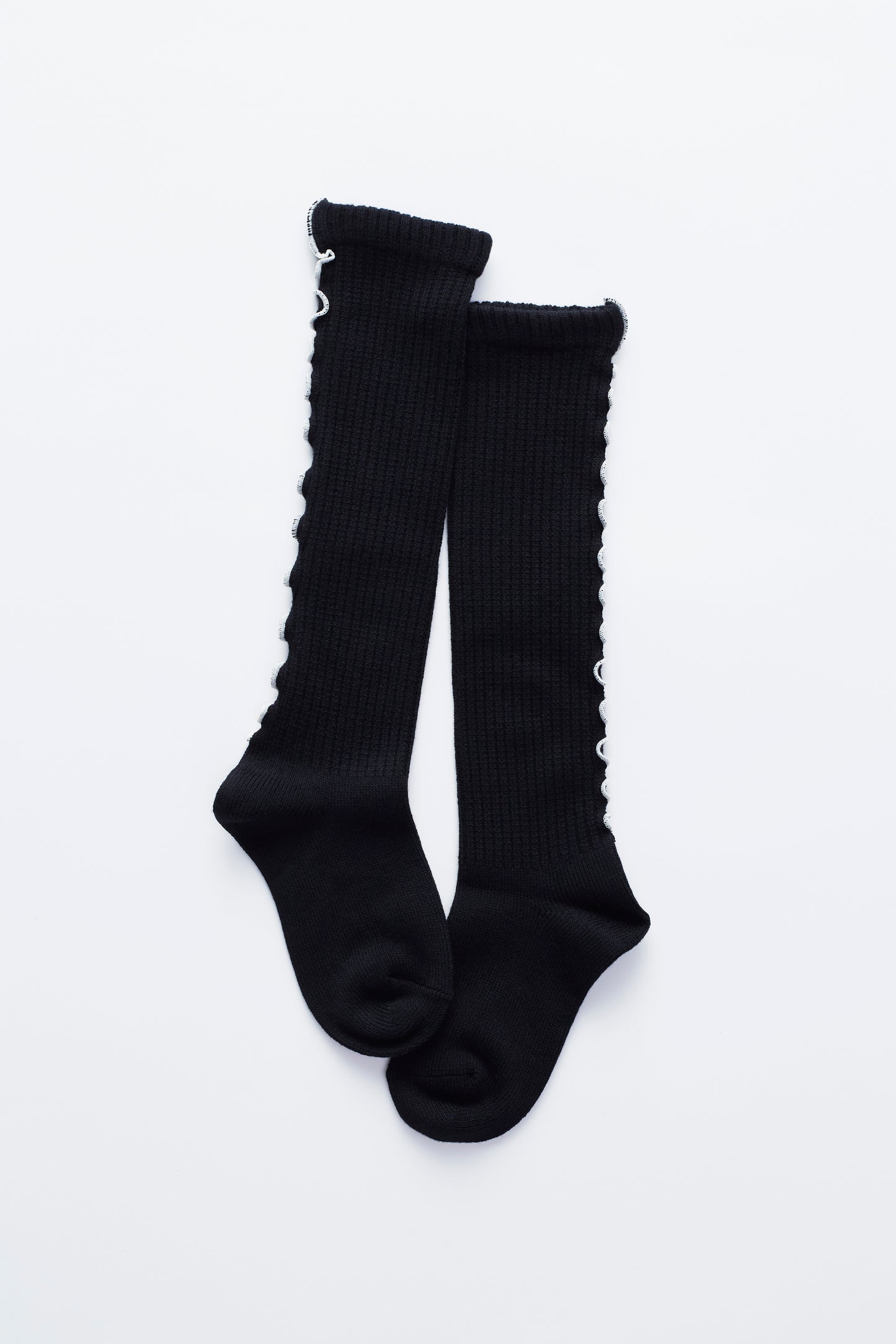mellow ribbed high socks/ ブラック×オフホワイト