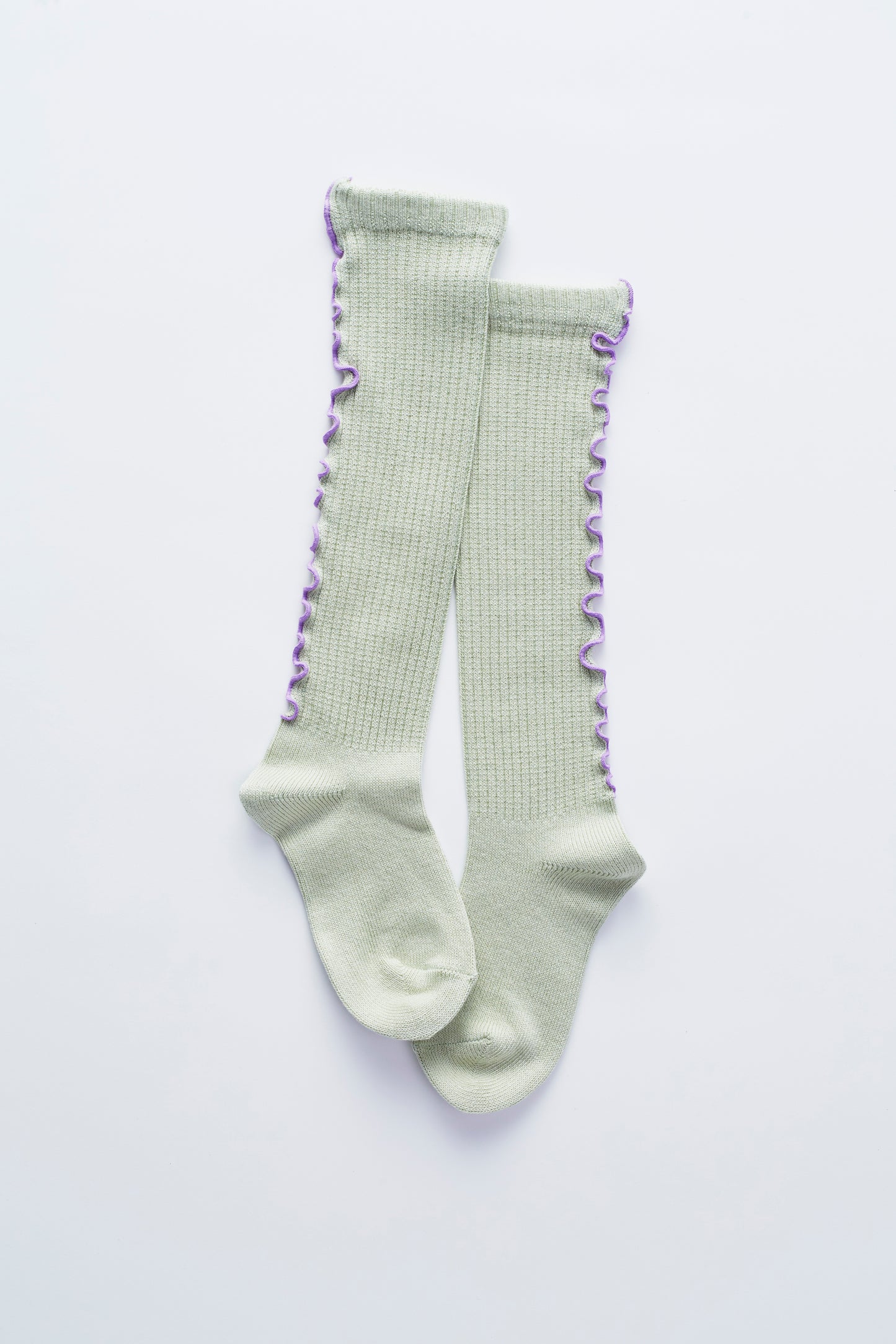 mellow ribbed high socks/　ワサビ×モーヴ