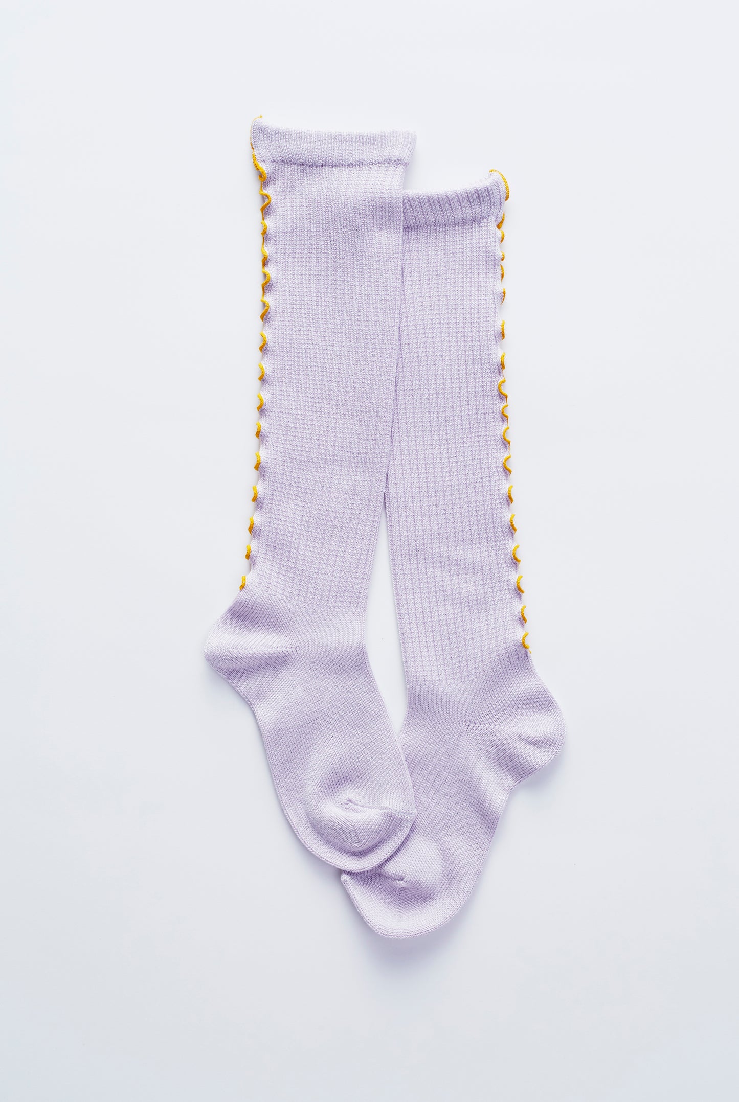 mellow ribbed high socks/　ライラック×マスタード